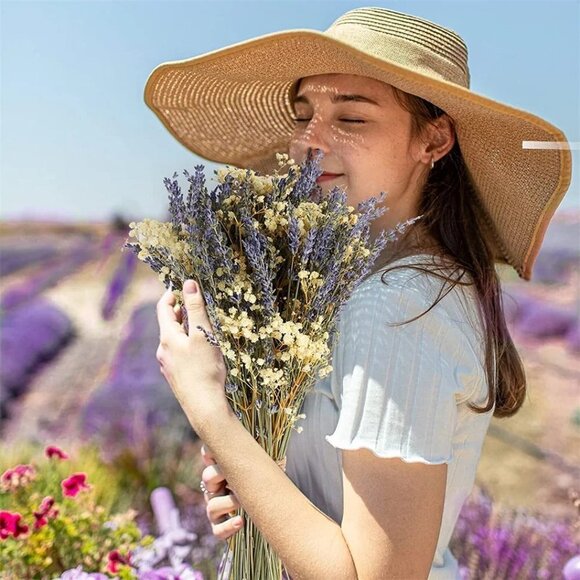 60g Dried Lavender & Baby Breath Bundles 100% Natural Bouquet Home Decor Wedding - Picture 1 of 13